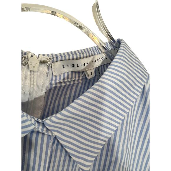 English Factory Navy & White Oxford Pinstripe Mini Dress Sz Small - Picture 5 of 8